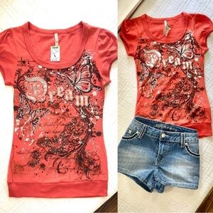 New Rare Vintage Papaya Graphic Y2K  T-shirt